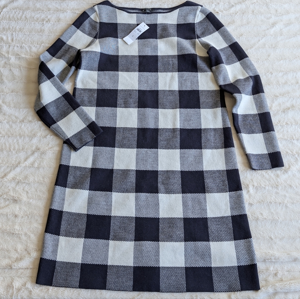 Ann Taylor Women’s Large Sweater Wool Dress Buffalo‎ Plaid Long Sleeve NEW! - Picture 2 of 8